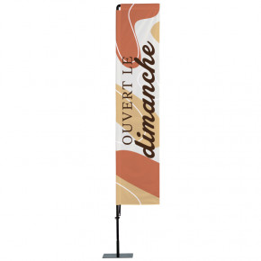 Beach flag Prêt à imprimer "Ouvert le dimanche" (kit avec platine carrée) 3,5 m - Modèle 3 MACAP