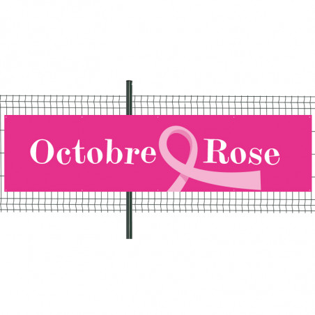 Banderole Prête à imprimer "Octobre Rose" (fixation oeillets) 100x400 cm - Modèle 1 MACAP
