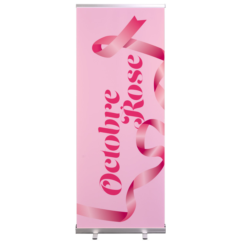 Roll-up Prêt à imprimer "Octobre Rose" (avec housse de transport) 80x200 cm - Modèle 2 MACAP