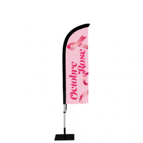 Beach flag Prêt à imprimer "Octobre Rose" (kit avec platine carrée) 2,3 m - Modèle 2 MACAP