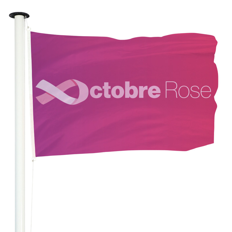 Drapeau pour Mât Classique Prêt à imprimer "Octobre Rose" - Modèle 3 MACAP