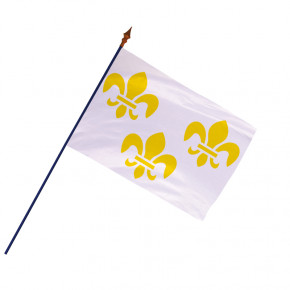 Drapeau Blanc fleurs de lys : avec hampe en bois