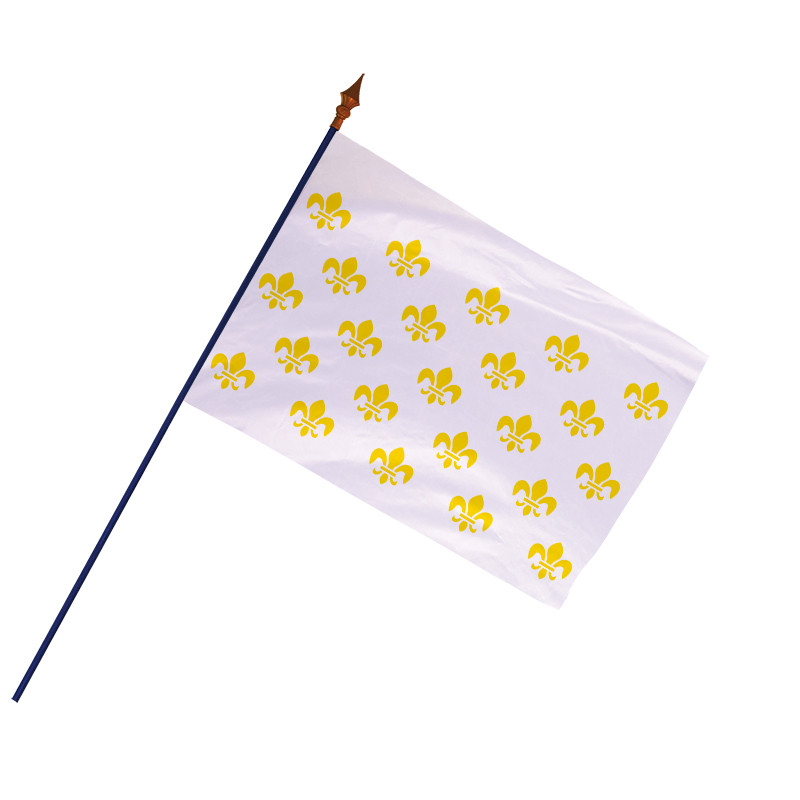 Drapeau Royaume de France avec hampe (modèle 2)