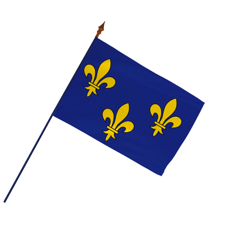 Drapeau Royaume de France avec hampe (modèle 3)