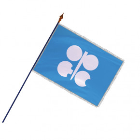 Drapeau de l'OPEP : avec hampe en bois - frange filée argent galon argent - MACAP
