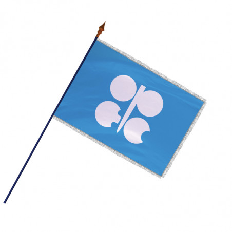 Drapeau de l'OPEP : avec hampe en bois - frange filée argent - MACAP