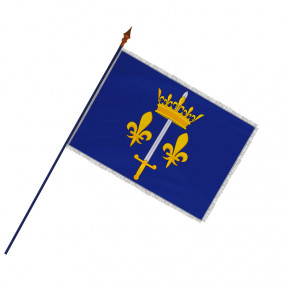 Drapeau Jeanne d'Arc : avec hampe en bois - frange filée argent galon argent - MACAP