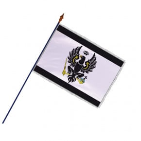 Drapeau Royaume de Prusse : avec hampe en bois - frange filée argent galon argent - MACAP