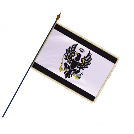 Drapeau Royaume de Prusse : avec hampe en bois - frange filée or galon or - MACAP