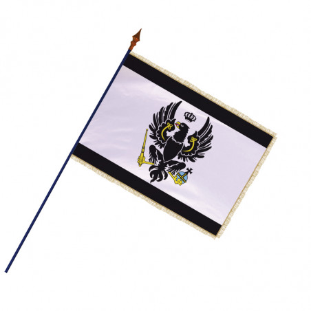Drapeau Royaume de Prusse : avec hampe en bois - frange filée or - MACAP