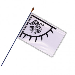 Drapeau Viking : avec hampe en bois - Modèle 2 - frange filée argent galon argent - MACAP