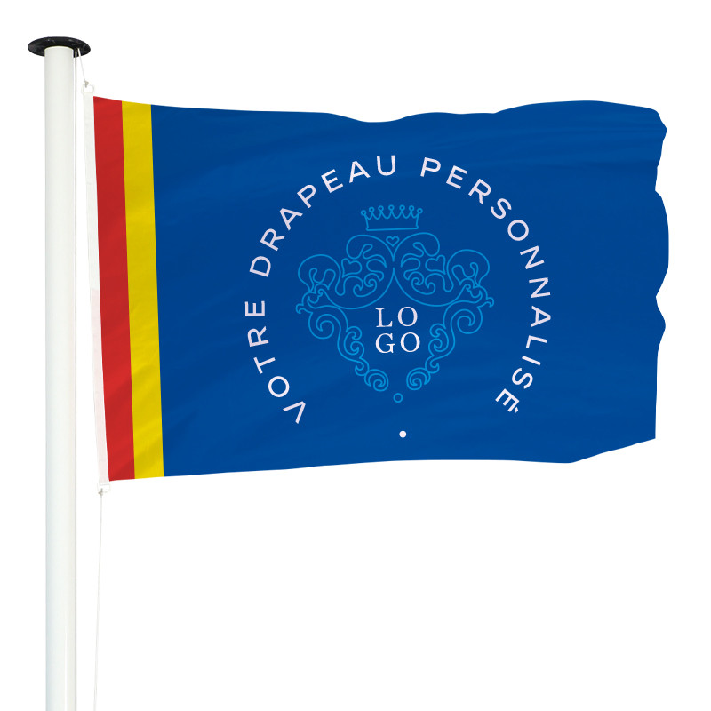 Drapeau Mairie personnalisé avec sangles et anneaux pour Mât Classique