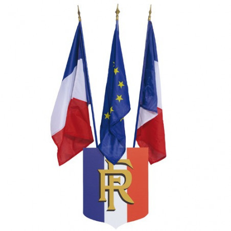 Écusson porte-drapeau avec drapeaux Français et UE - MACAP