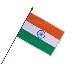 Drapeau Inde avec hampe et frange argenté