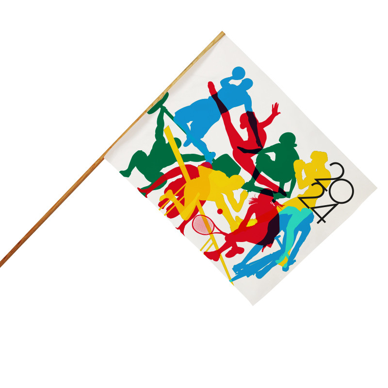 Drapeau avec hampe : Sport Olympique (Hampe en bois)