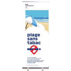 Roll'up :"Plage sans tabac" (structure + housse)