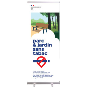 Roll-up Prêt à imprimer "Parc & Jardin sans tabac" (avec housse de transport) 80x200 cm - housse avec étiquette