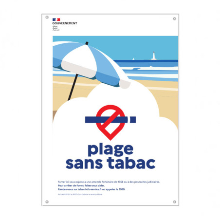 Affiche : "Plage sans Tabac" (PVC)