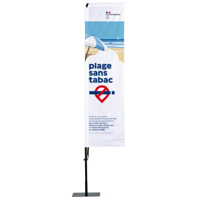 Beach flag Oriflamme Potence : "Plage sans tabac" (Kit complet)