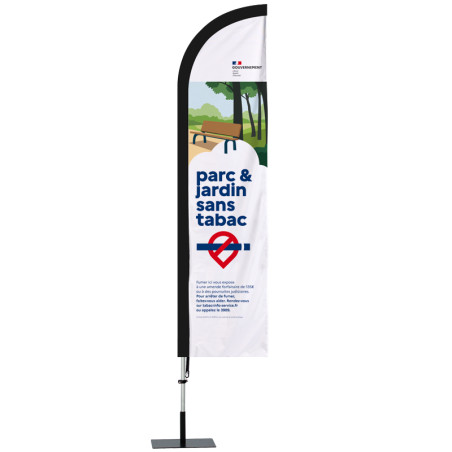 Beach flag - Oriflamme Classique : "Parc & Jardin sans tabac" (kit complet)