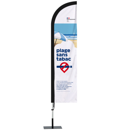 Beach flag - Oriflamme Classique : "Plage sans tabac" (Kit complet)