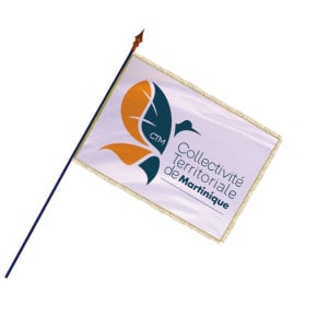 Drapeau Martinique avec hampe (Région) avec frange filet or + galon or