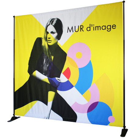 Mur d'Image Photocall : Télescopique (1 face) - vue en biais