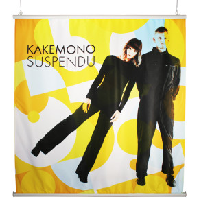 Kakémono Suspendu : avec barre de suspension (en alu blanc)
