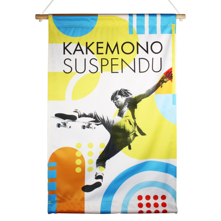 Kakémono Suspendu (fixation barre de suspension en bois)