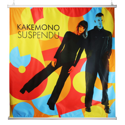 Kakémono Suspendu : avec barre de suspension (en alu blanc)