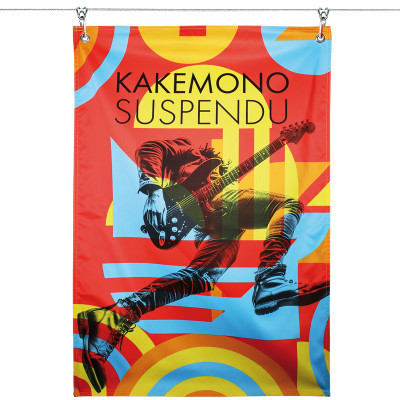 Kakémono Suspendu : avec œillets (côtés hauts)