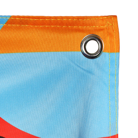 Kakémono Suspendu : avec œillets (côtés hauts) vue oeillet haut