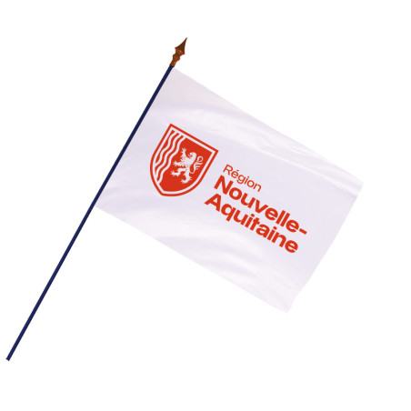 Drapeau Région Nouvelle-Aquitaine avec hampe et ourlets côtés | MACAP