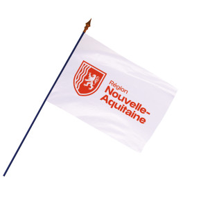 Drapeau Région Nouvelle-Aquitaine avec hampe et ourlets côtés | MACAP