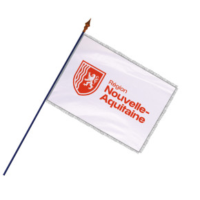 Drapeau Région Nouvelle-Aquitaine avec hampe, frange et galon argent | MACAP
