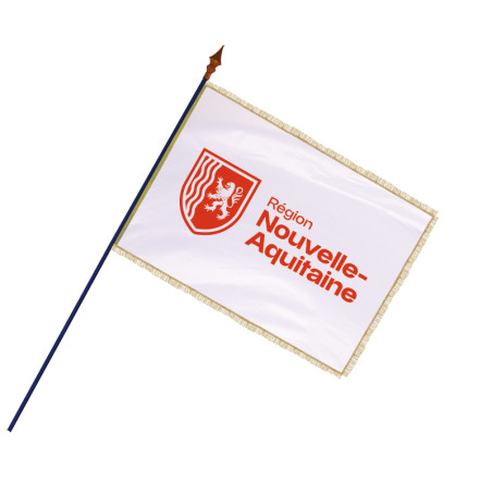 Drapeau Région Nouvelle-Aquitaine avec hampe, frange et galon or | MACAP
