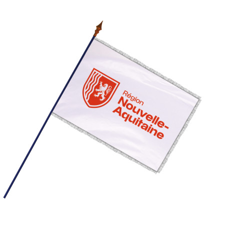 Drapeau Région Nouvelle-Aquitaine avec hampe et frange argent | MACAP