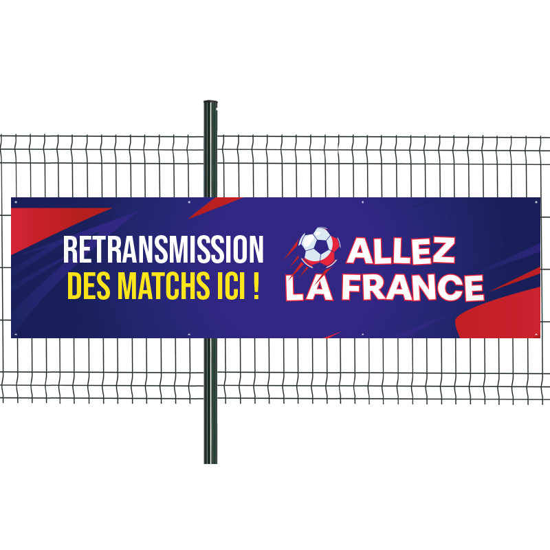 Banderole Prête à imprimer "Allez la France" (fixation oeillets) 80x300 cm - Modèle 1 MACAP