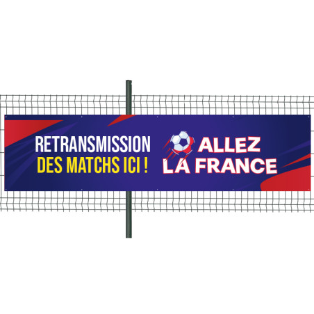 Banderole Prête à imprimer "Allez la France" (fixation oeillets) 100x400 cm - Modèle 1 MACAP