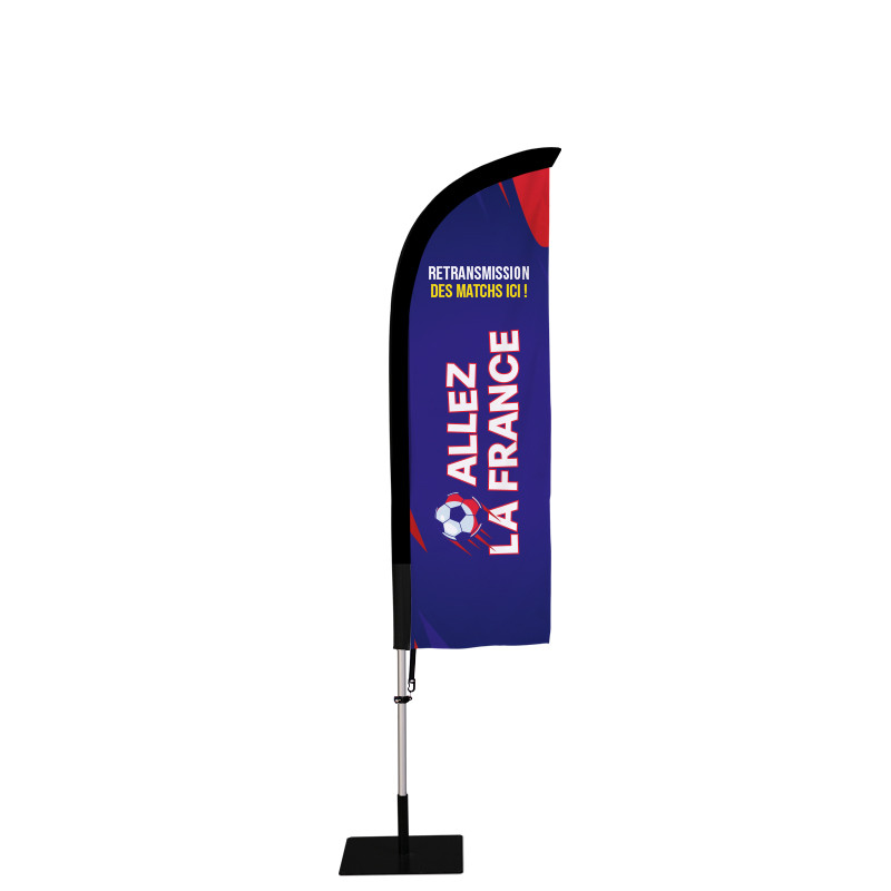 Beach flag Prêt à imprimer "Allez la France" (kit avec platine carrée) 2,3 m - Modèle 1 MACAP