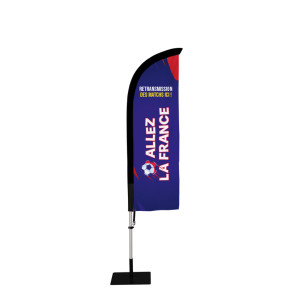 Beach flag Prêt à imprimer "Allez la France" (kit avec platine carrée) 2,3 m - Modèle 1 MACAP