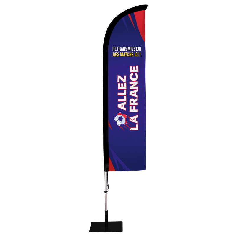 Beach flag Prêt à imprimer "Allez la France" (kit avec platine carrée) 2,8 m - Modèle 1 MACAP