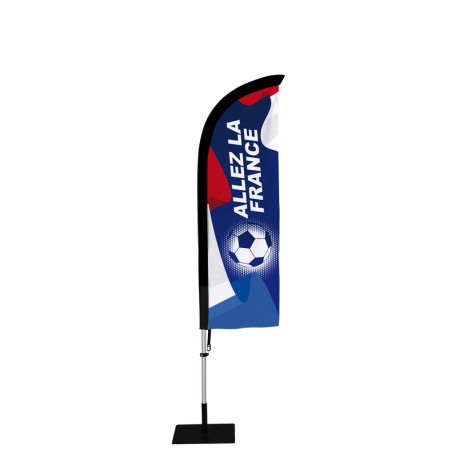 Beach flag Prêt à imprimer "Allez la France" (kit avec platine carrée) 2,3 m - Modèle 2 MACAP