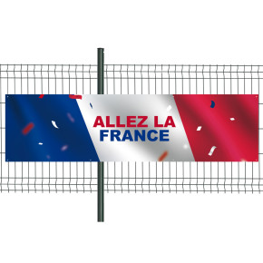 Banderole Prête à imprimer "Allez la France" (fixation oeillets) 80x300 cm - Modèle 2 MACAP