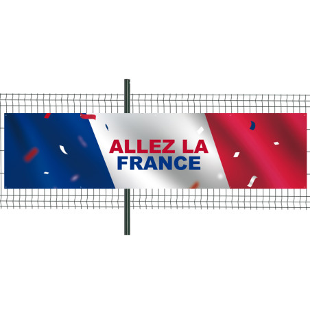 Banderole Prête à imprimer "Allez la France" (fixation oeillets) 100x400 cm - Modèle 3 MACAP