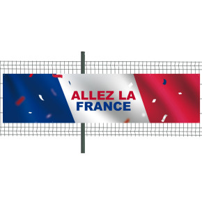 Banderole Prête à imprimer "Allez la France" (fixation oeillets) 100x400 cm - Modèle 3 MACAP