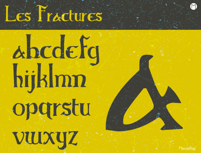 la classification vox atypi des polices de caracteres ou typos, ici les fractures