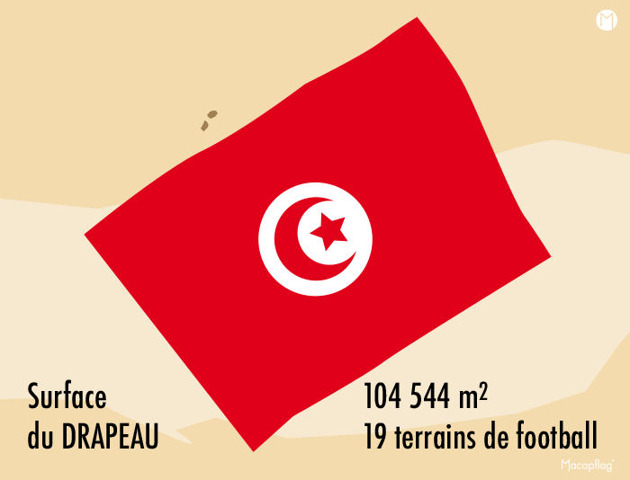 Un drapeau tunisien XXL déployé en plein désert tunisien, outil de promotion du tourisme