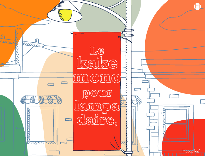 Le kakémono pour lampadaire se fixe sur des candélabres existants