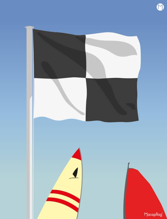 Drapeau de baignade à damier noir et blanc